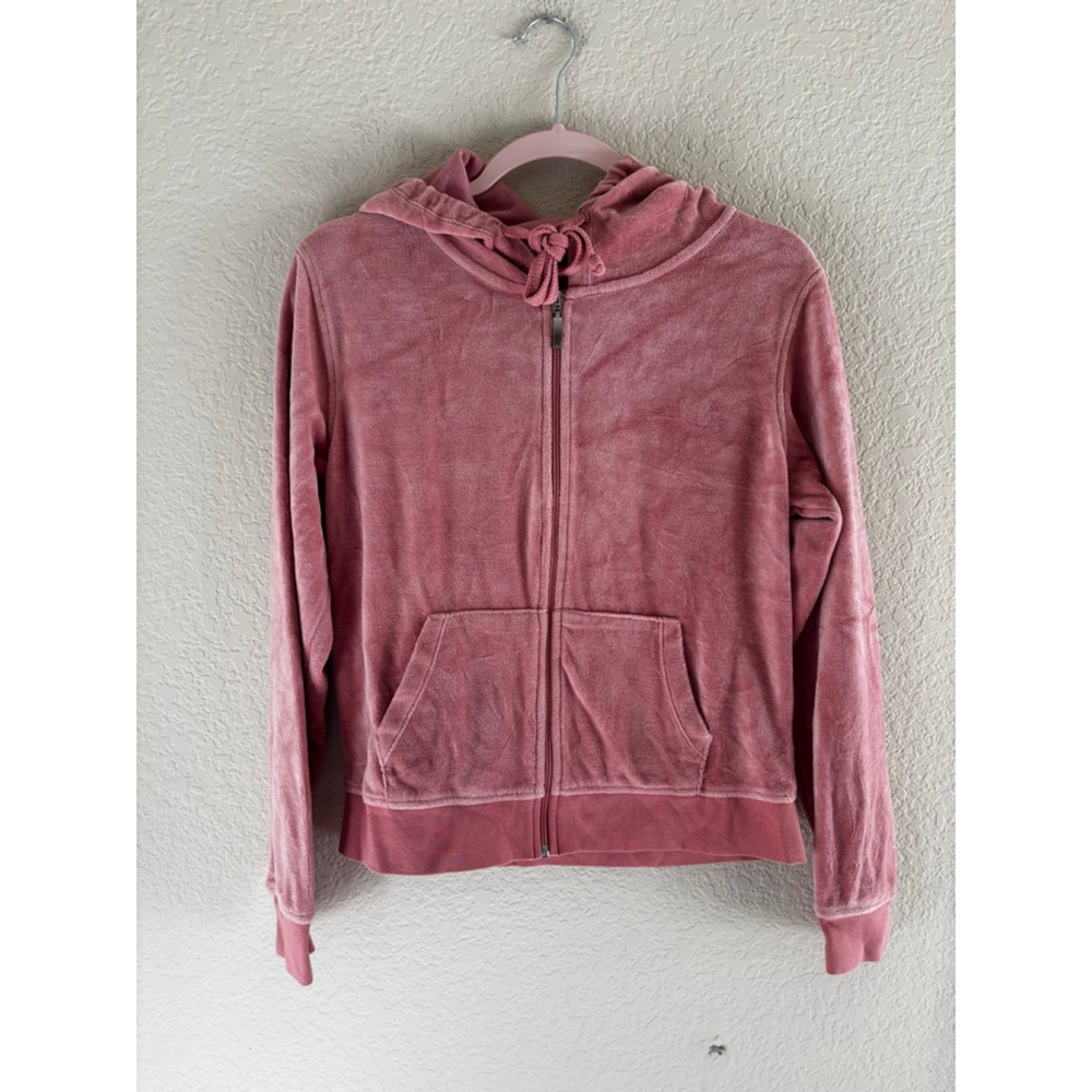 Women's Fashion Nova Pink Velour Full-Zip Hoodie Size M Juicy y2k